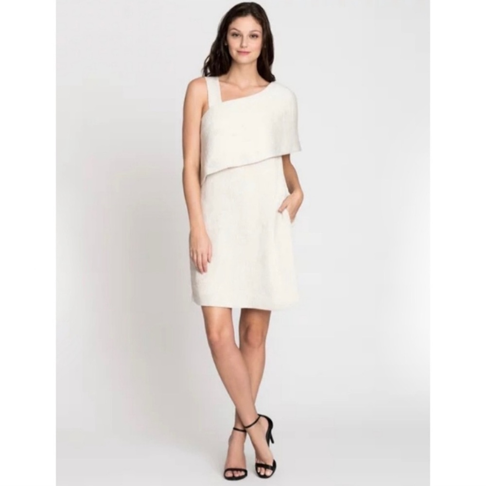 Nic + Zoe Asymmetrical Cold Shoulder Dress Light Tan Beige - Size 6 - NWT